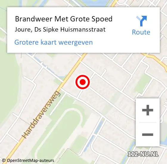 Locatie op kaart van de 112 melding: Brandweer Met Grote Spoed Naar Joure, Ds Sipke Huismansstraat op 21 februari 2017 08:31