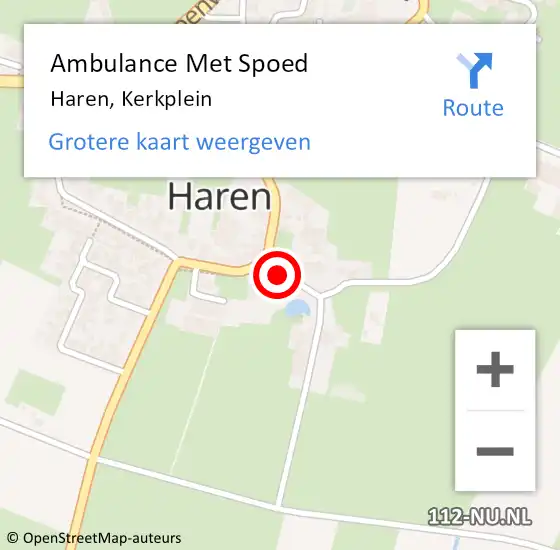 Locatie op kaart van de 112 melding: Ambulance Met Spoed Naar Haren, Kerkplein op 11 januari 2014 18:54