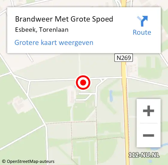 Locatie op kaart van de 112 melding: Brandweer Met Grote Spoed Naar Esbeek, Torenlaan op 11 januari 2014 19:15