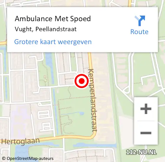 Locatie op kaart van de 112 melding: Ambulance Met Spoed Naar Vught, Peellandstraat op 21 februari 2017 15:17