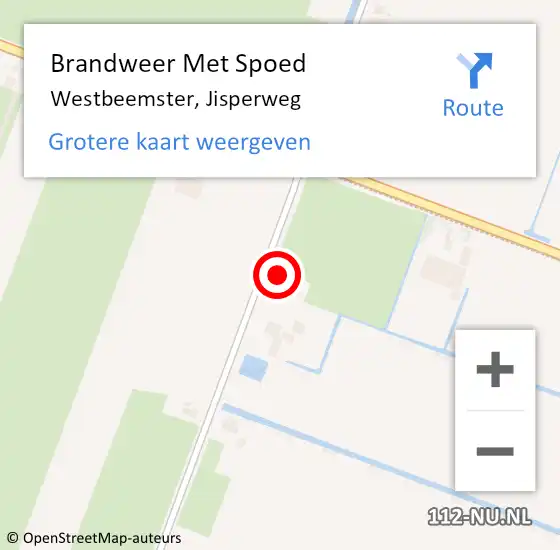 Locatie op kaart van de 112 melding: Brandweer Met Spoed Naar Westbeemster, Jisperweg op 21 februari 2017 15:41