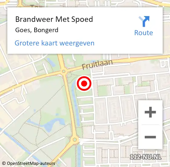 Locatie op kaart van de 112 melding: Brandweer Met Spoed Naar Goes, Bongerd op 21 februari 2017 16:00