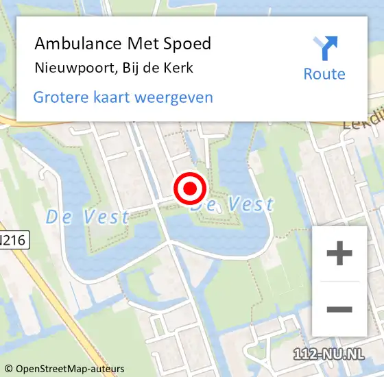 Locatie op kaart van de 112 melding: Ambulance Met Spoed Naar Nieuwpoort, Bij de Kerk op 21 februari 2017 16:44