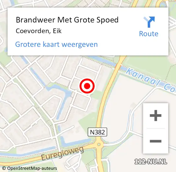 Locatie op kaart van de 112 melding: Brandweer Met Grote Spoed Naar Coevorden, Eik op 21 februari 2017 17:54