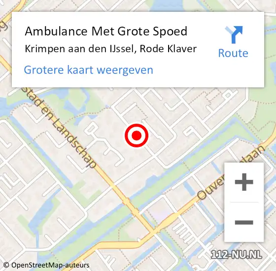 Locatie op kaart van de 112 melding: Ambulance Met Grote Spoed Naar Krimpen aan den IJssel, Rode Klaver op 21 februari 2017 18:08