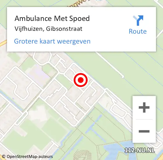 Locatie op kaart van de 112 melding: Ambulance Met Spoed Naar Vijfhuizen, Gibsonstraat op 21 februari 2017 18:30
