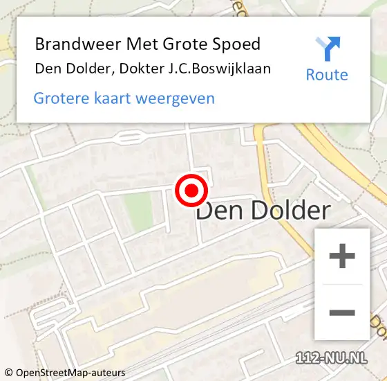 Locatie op kaart van de 112 melding: Brandweer Met Grote Spoed Naar Den Dolder, Dokter J.C.Boswijklaan op 21 februari 2017 19:09