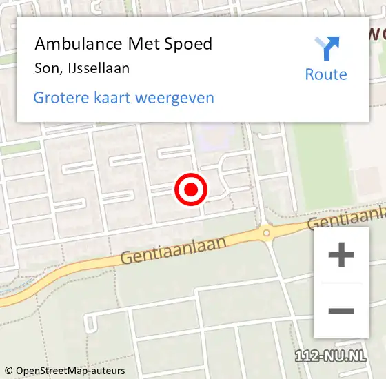 Locatie op kaart van de 112 melding: Ambulance Met Spoed Naar Son, IJssellaan op 21 februari 2017 19:20