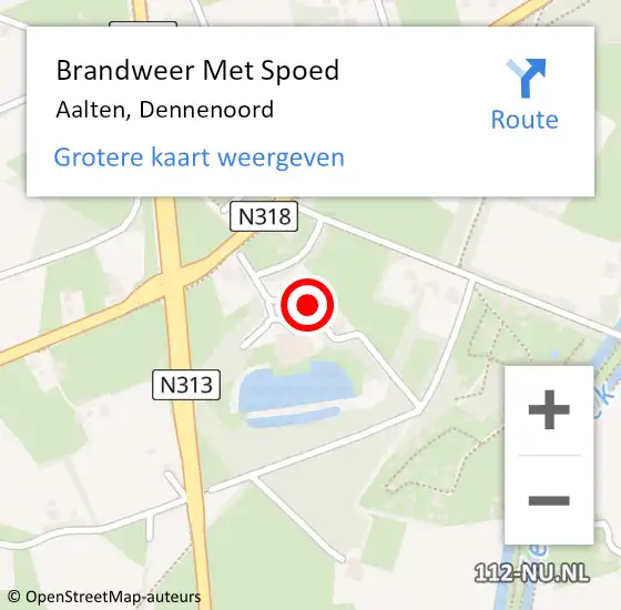 Locatie op kaart van de 112 melding: Brandweer Met Spoed Naar Aalten, Dennenoord op 6 september 2013 19:21