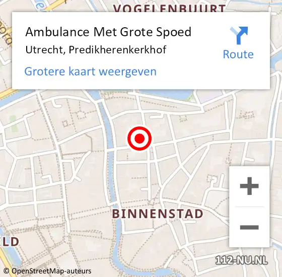 Locatie op kaart van de 112 melding: Ambulance Met Grote Spoed Naar Utrecht, Predikherenkerkhof op 21 februari 2017 20:27