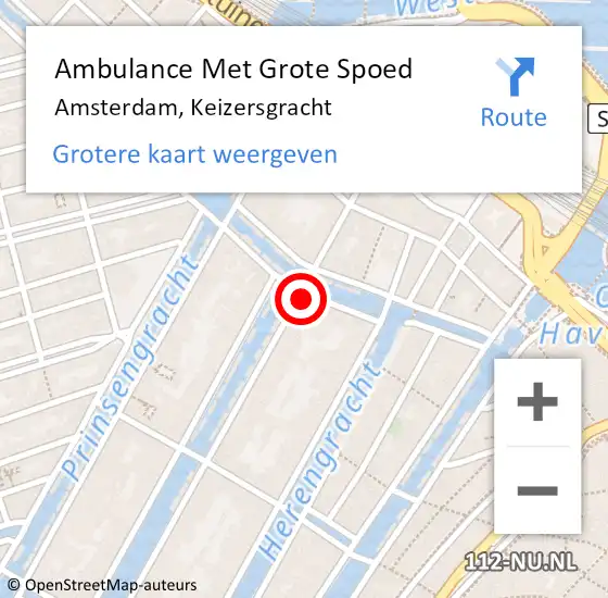 Locatie op kaart van de 112 melding: Ambulance Met Grote Spoed Naar Amsterdam, Keizersgracht op 21 februari 2017 21:09