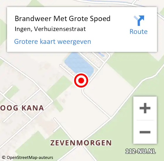 Locatie op kaart van de 112 melding: Brandweer Met Grote Spoed Naar Ingen, Verhuizensestraat op 21 februari 2017 21:33