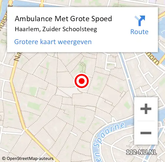 Locatie op kaart van de 112 melding: Ambulance Met Grote Spoed Naar Haarlem, Zuider Schoolsteeg op 21 februari 2017 22:05