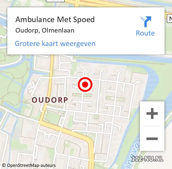 Locatie op kaart van de 112 melding: Ambulance Met Spoed Naar Oudorp, Olmenlaan op 22 februari 2017 06:01