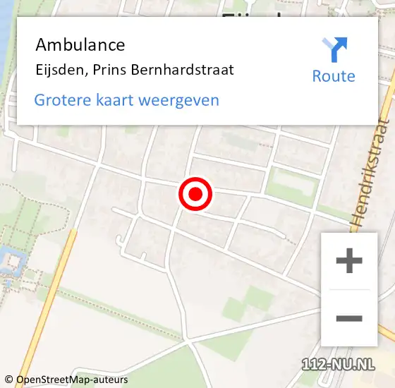 Locatie op kaart van de 112 melding: Ambulance Eijsden, Prins Bernhardstraat op 11 januari 2014 20:18