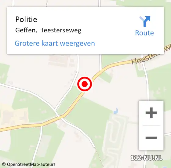 Locatie op kaart van de 112 melding: Politie Geffen, Heesterseweg op 22 februari 2017 07:27