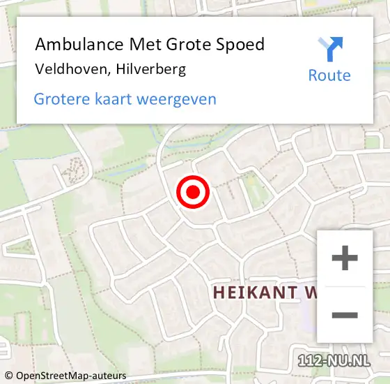 Locatie op kaart van de 112 melding: Ambulance Met Grote Spoed Naar Veldhoven, Hilverberg op 22 februari 2017 07:43