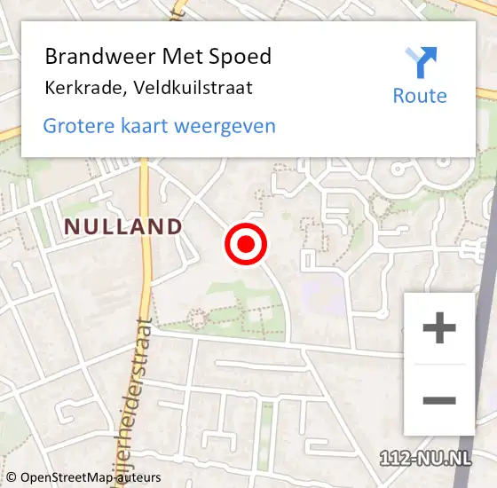 Locatie op kaart van de 112 melding: Brandweer Met Spoed Naar Kerkrade, Veldkuilstraat op 22 februari 2017 07:49