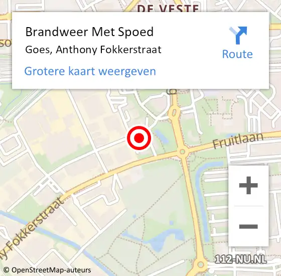 Locatie op kaart van de 112 melding: Brandweer Met Spoed Naar Goes, Anthony Fokkerstraat op 22 februari 2017 07:56