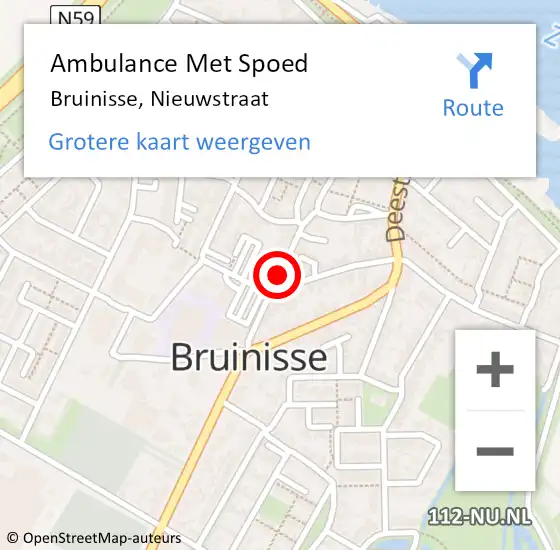Locatie op kaart van de 112 melding: Ambulance Met Spoed Naar Bruinisse, Nieuwstraat op 22 februari 2017 08:56