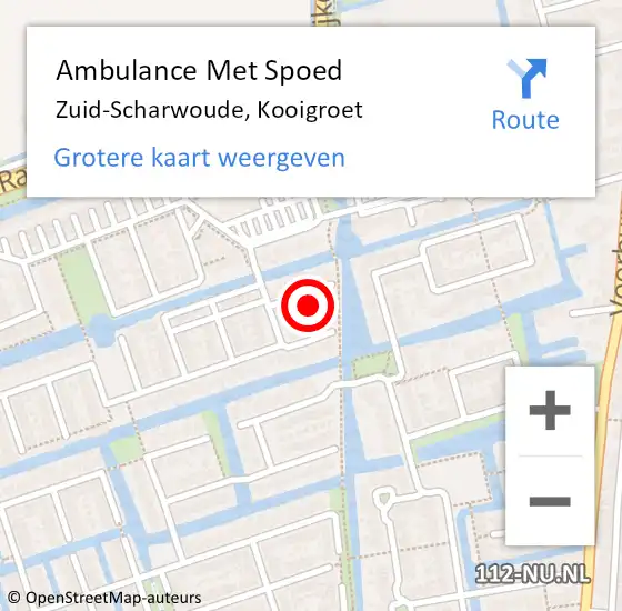 Locatie op kaart van de 112 melding: Ambulance Met Spoed Naar Zuid-Scharwoude, Kooigroet op 22 februari 2017 09:37