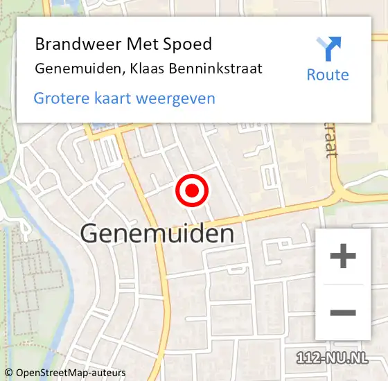 Locatie op kaart van de 112 melding: Brandweer Met Spoed Naar Genemuiden, Klaas Benninkstraat op 11 januari 2014 20:38