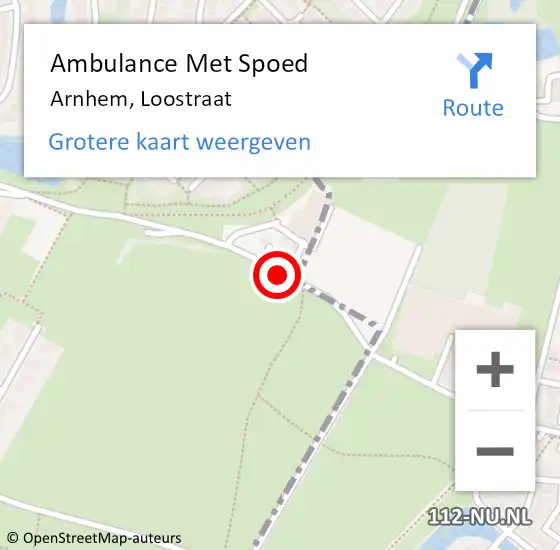 Locatie op kaart van de 112 melding: Ambulance Met Spoed Naar Arnhem, Loostraat op 22 februari 2017 10:19