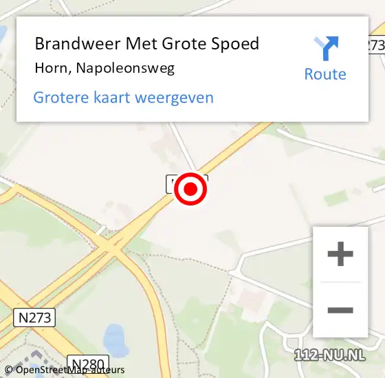 Locatie op kaart van de 112 melding: Brandweer Met Grote Spoed Naar Horn, Napoleonsweg op 22 februari 2017 11:45