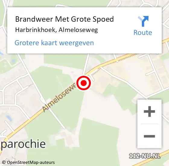 Locatie op kaart van de 112 melding: Brandweer Met Grote Spoed Naar Harbrinkhoek, Almeloseweg op 22 februari 2017 11:59