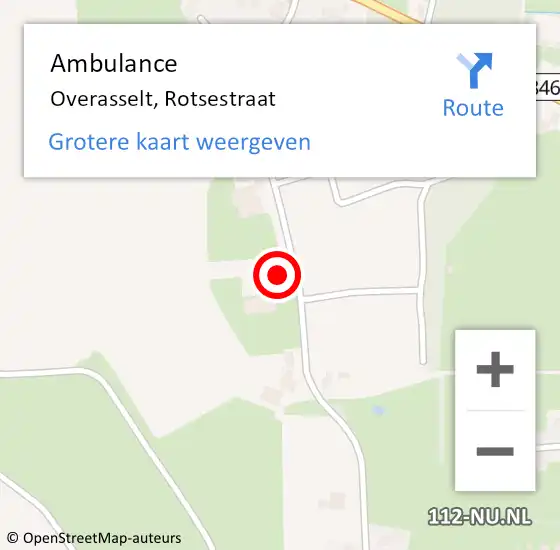 Locatie op kaart van de 112 melding: Ambulance Overasselt, Rotsestraat op 22 februari 2017 12:12