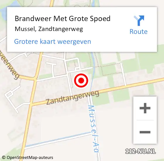 Locatie op kaart van de 112 melding: Brandweer Met Grote Spoed Naar Mussel, Zandtangerweg op 22 februari 2017 12:13