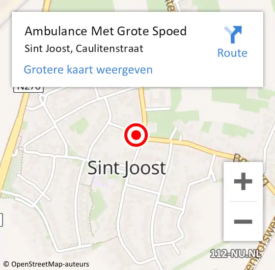 Locatie op kaart van de 112 melding: Ambulance Met Grote Spoed Naar Sint Joost, Caulitenstraat op 11 januari 2014 20:51