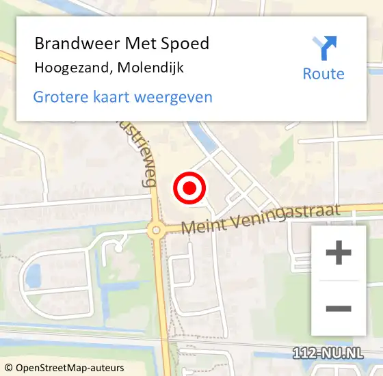 Locatie op kaart van de 112 melding: Brandweer Met Spoed Naar Hoogezand, Molendijk op 22 februari 2017 13:46
