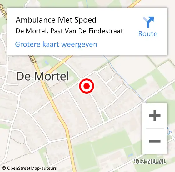 Locatie op kaart van de 112 melding: Ambulance Met Spoed Naar De Mortel, Past Van De Eindestraat op 22 februari 2017 13:51