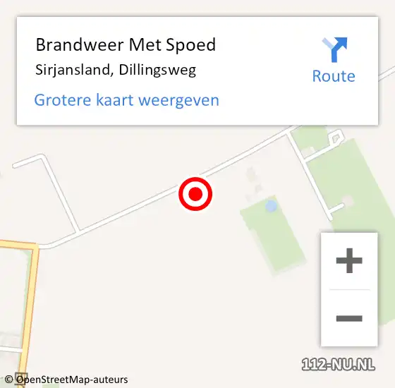 Locatie op kaart van de 112 melding: Brandweer Met Spoed Naar Sirjansland, Dillingsweg op 22 februari 2017 14:02