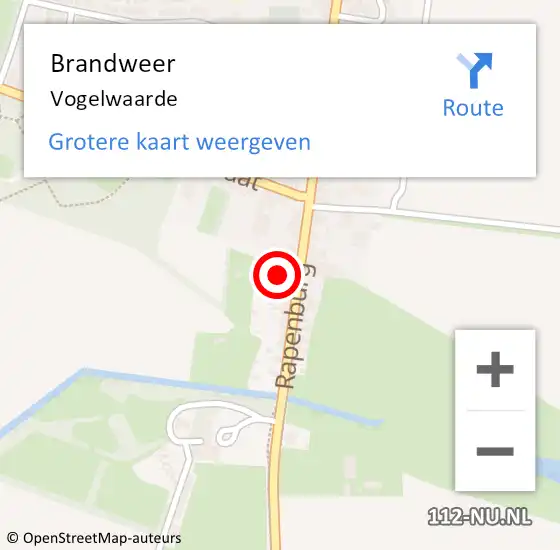 Locatie op kaart van de 112 melding: Brandweer Vogelwaarde op 22 februari 2017 14:06