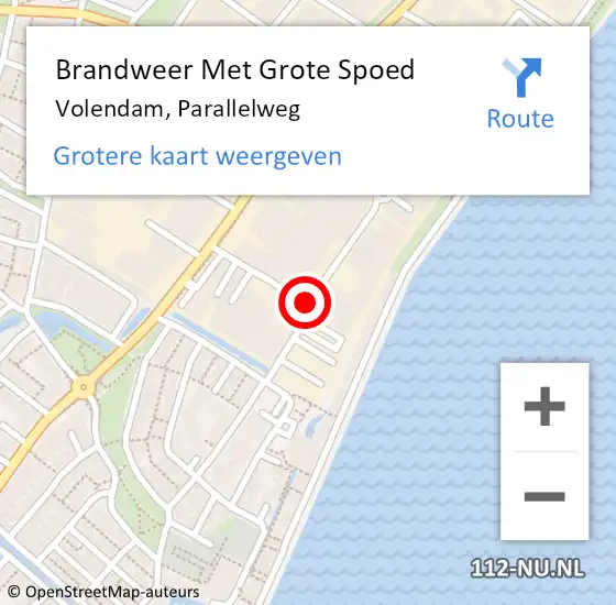 Locatie op kaart van de 112 melding: Brandweer Met Grote Spoed Naar Volendam, Parallelweg op 22 februari 2017 14:52