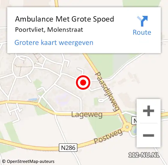 Locatie op kaart van de 112 melding: Ambulance Met Grote Spoed Naar Poortvliet, Molenstraat op 22 februari 2017 14:52