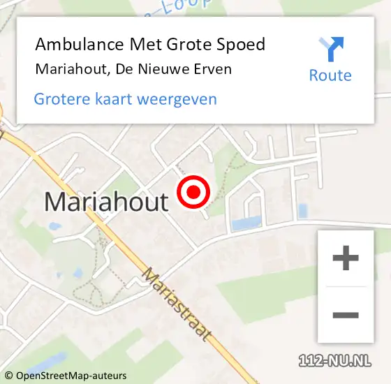 Locatie op kaart van de 112 melding: Ambulance Met Grote Spoed Naar Mariahout, De Nieuwe Erven op 22 februari 2017 15:09