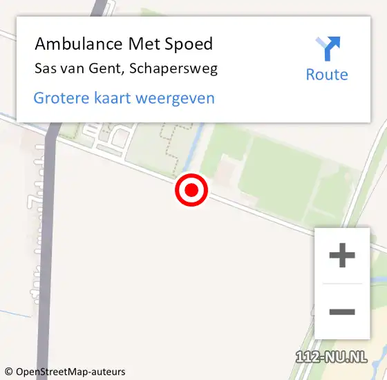 Locatie op kaart van de 112 melding: Ambulance Met Spoed Naar Sas van Gent, Schapersweg op 11 januari 2014 21:13