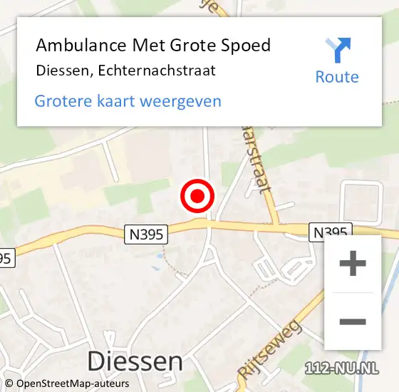 Locatie op kaart van de 112 melding: Ambulance Met Grote Spoed Naar Diessen, Echternachstraat op 22 februari 2017 16:59