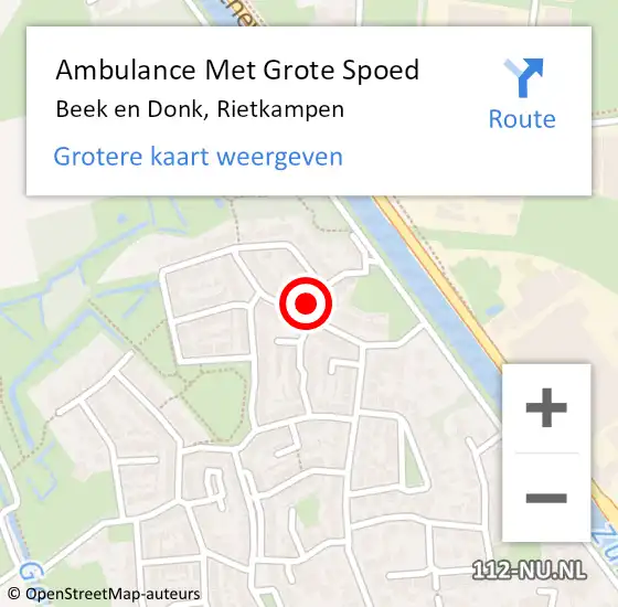 Locatie op kaart van de 112 melding: Ambulance Met Grote Spoed Naar Beek en Donk, Rietkampen op 22 februari 2017 17:57