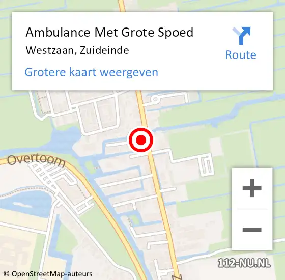 Locatie op kaart van de 112 melding: Ambulance Met Grote Spoed Naar Westzaan, Zuideinde op 22 februari 2017 18:18