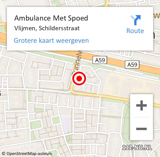 Locatie op kaart van de 112 melding: Ambulance Met Spoed Naar Vlijmen, Schildersstraat op 11 januari 2014 21:26