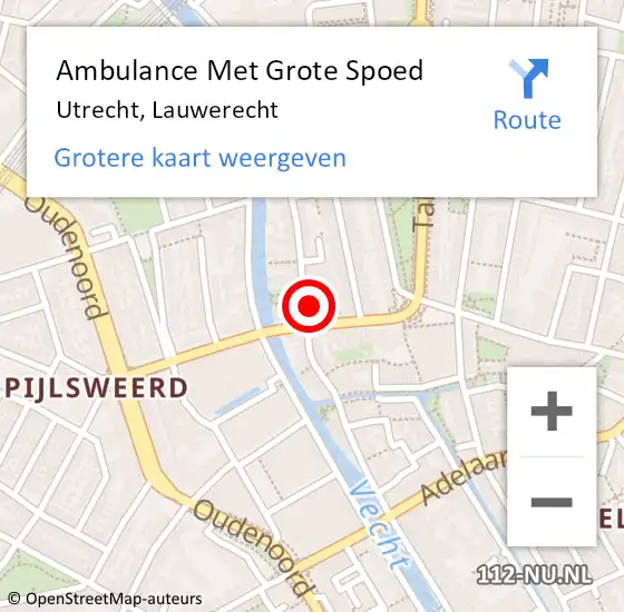 Locatie op kaart van de 112 melding: Ambulance Met Grote Spoed Naar Utrecht, Lauwerecht op 22 februari 2017 18:45