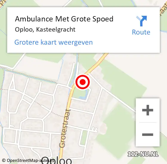 Locatie op kaart van de 112 melding: Ambulance Met Grote Spoed Naar Oploo, Kasteelgracht op 22 februari 2017 18:58