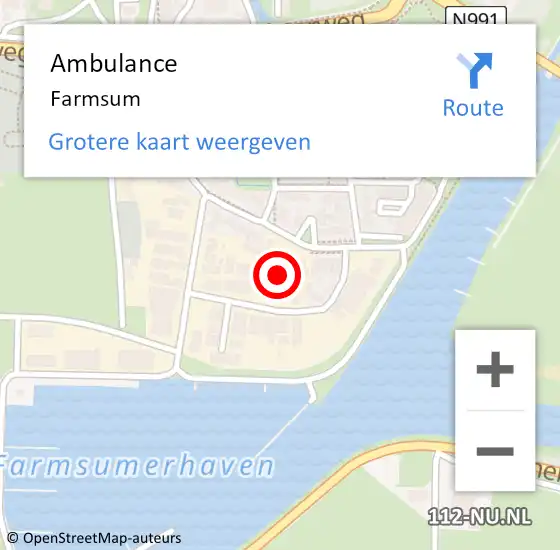 Locatie op kaart van de 112 melding: Ambulance Farmsum op 11 januari 2014 21:32