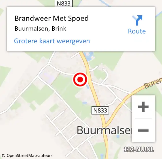 Locatie op kaart van de 112 melding: Brandweer Met Spoed Naar Buurmalsen, Brink op 22 februari 2017 19:22