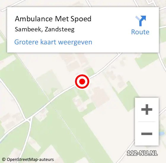 Locatie op kaart van de 112 melding: Ambulance Met Spoed Naar Sambeek, Zandsteeg op 22 februari 2017 19:27
