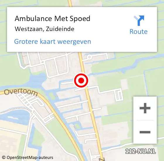 Locatie op kaart van de 112 melding: Ambulance Met Spoed Naar Westzaan, Zuideinde op 22 februari 2017 19:54